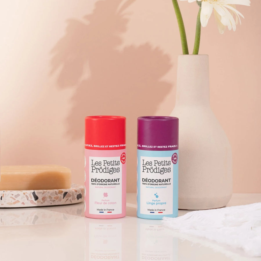 Duo de déodorants naturels et efficaces 48h linge propre et fleur de coton