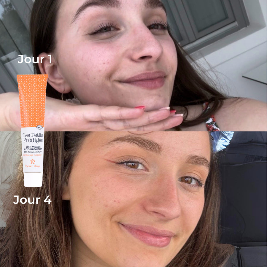 Avant-Après Soin Visage auto bronzant
