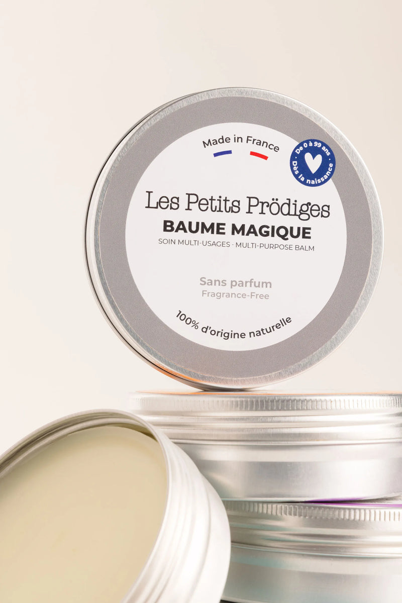 Pots de Baume Magique sans parfum Les Petits Prödiges, dont un ouvert