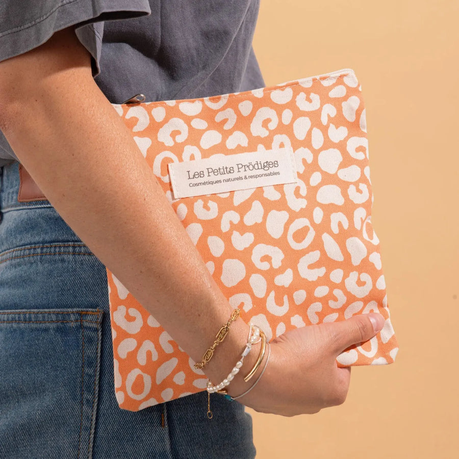 trousse léopard saumon emballage cadeau 