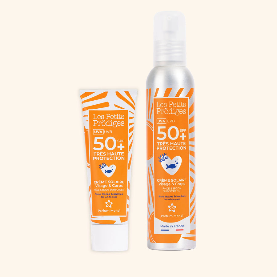 crème solaire très haute protection spf50+ sans traces blanches parfum monoï respectueuse des coraux