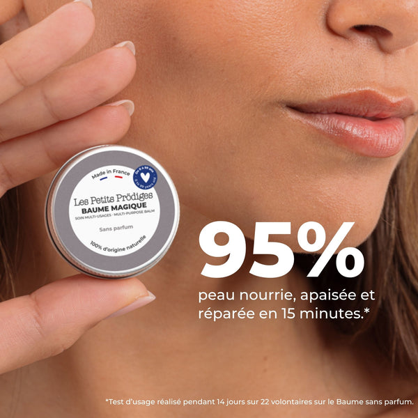Baume Magique Sans Parfum Les Petits Prödiges : 95 % des utilisateurs trouvent leur peau nourrie, apaisée et réparée en 15 minutes lors d'un test d'usage.