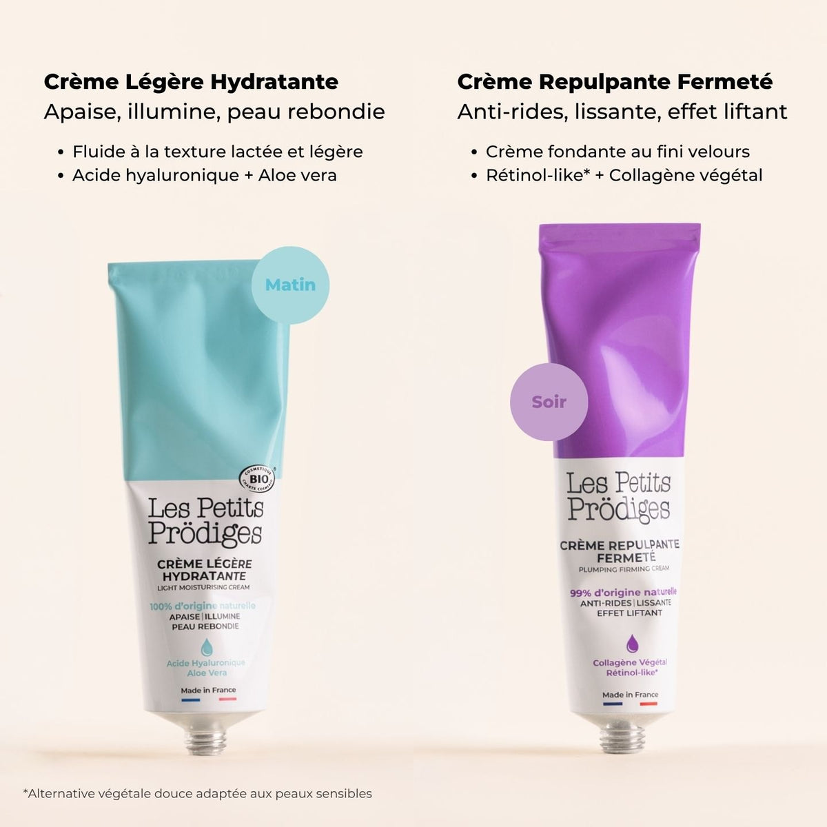 Duo de Soins Jour et Nuit : Crème Légère Hydratante et Crème Repulpante Fermeté