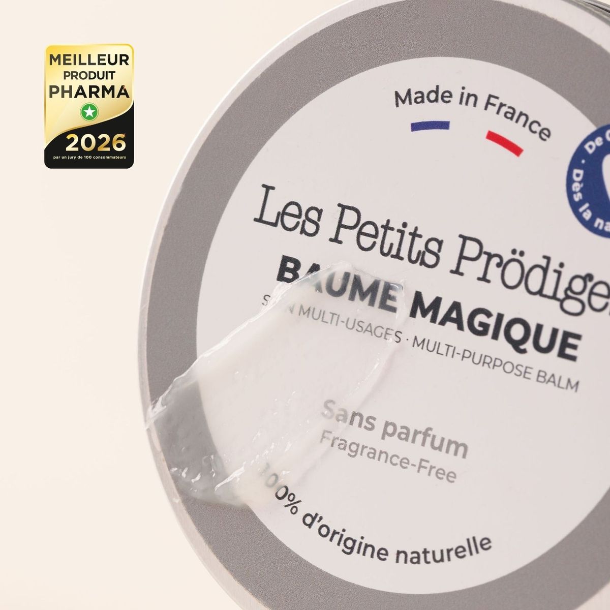 Pot de Baume Magique sans parfum Made in France, badge de récompense