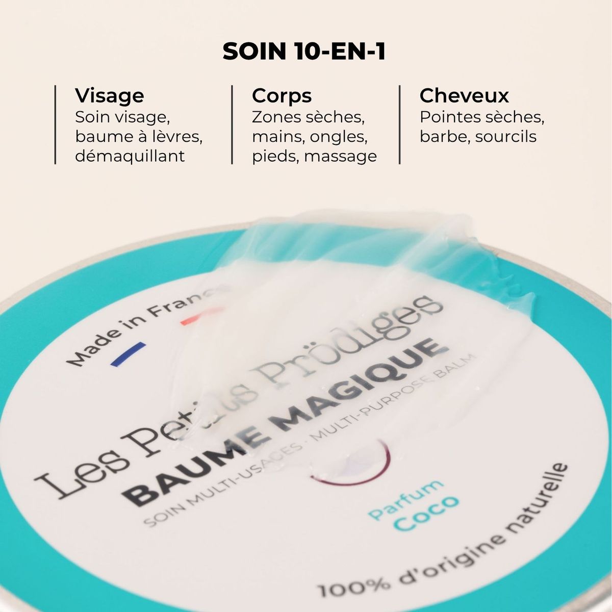 Pot de Baume Magique Coco, soin 10-en-1 pour visage, corps et cheveux