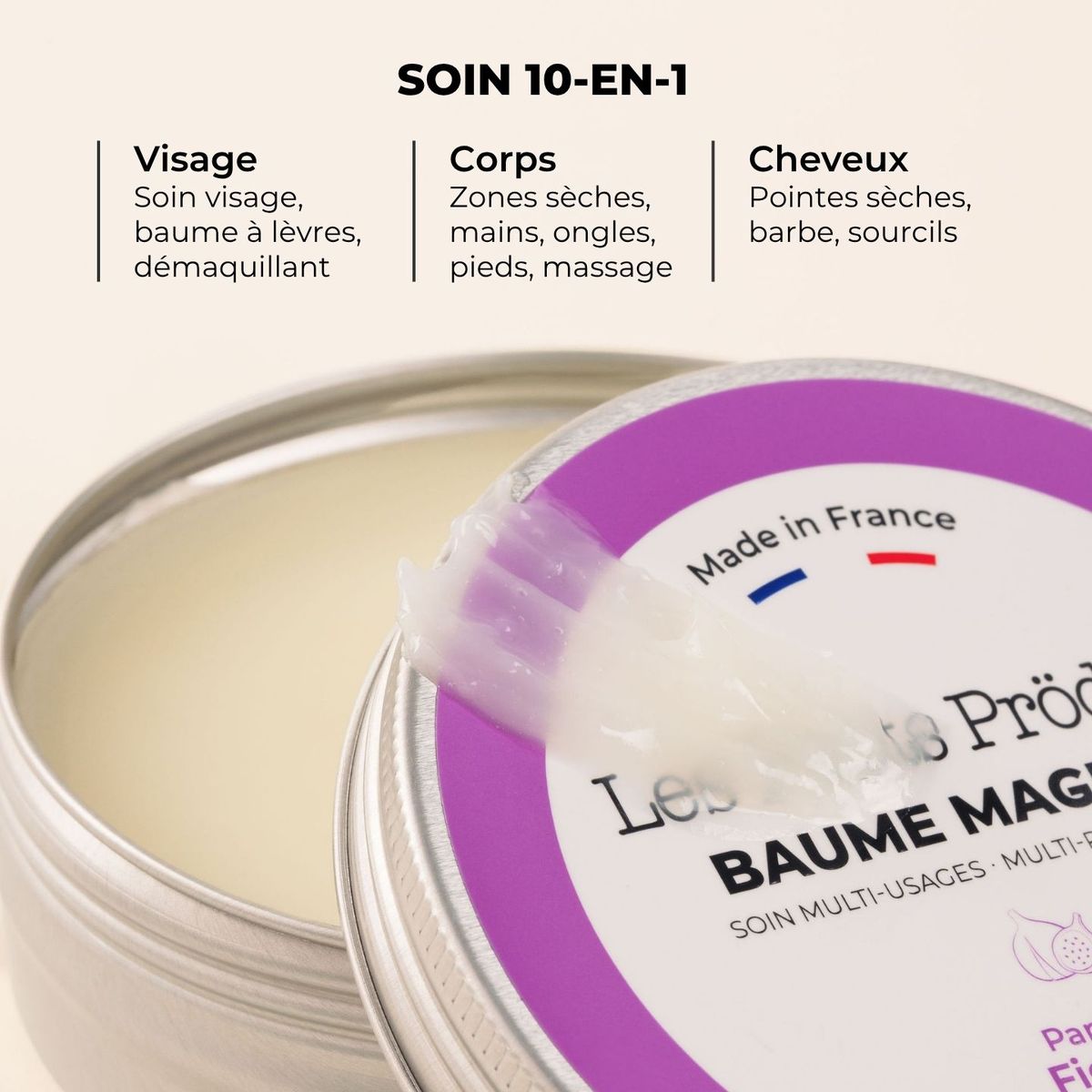 Pot ouvert de Baume Magique Figuier, soin 10-en-1 pour visage, corps et cheveux