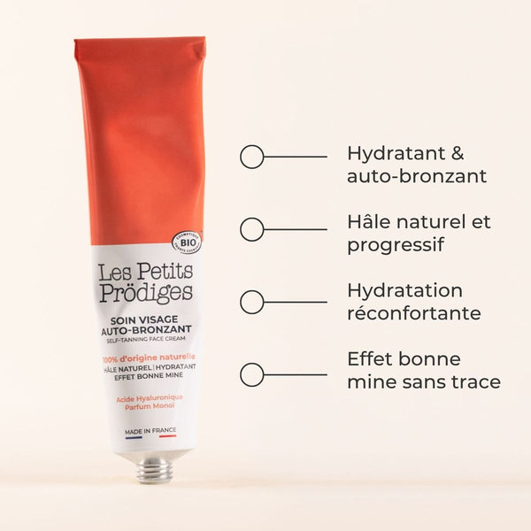 Soin Visage Auto-bronzant bio : hydratant, hâle naturel et progressif, effet bonne mine sans trace