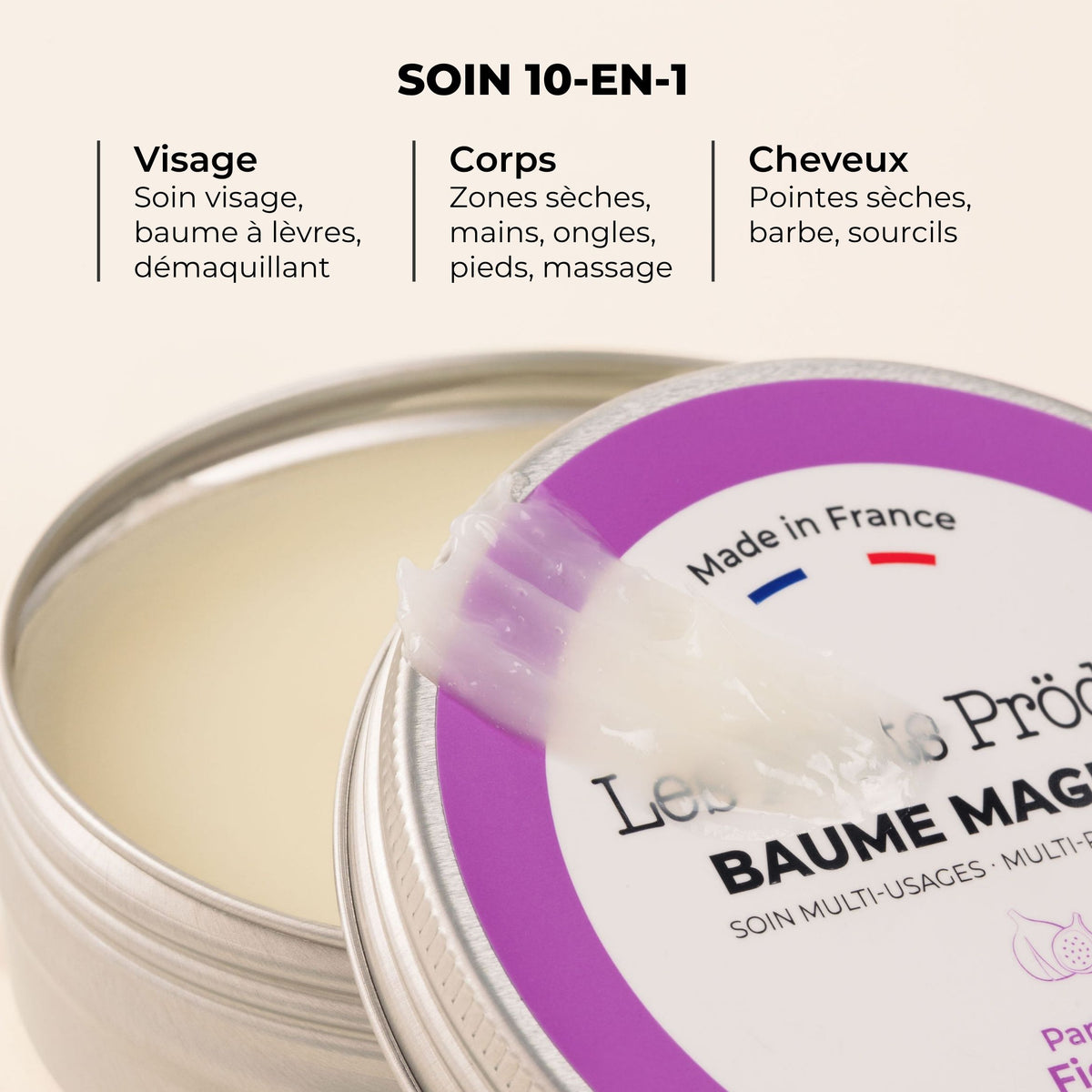 Pot ouvert de Baume Magique Figuier, soin 10-en-1 pour visage, corps et cheveux